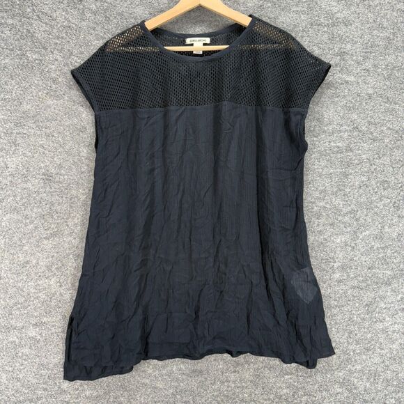 Billabong Blouse Women M Medium Black Short Sleeve Round Neck Rayon Casual - Picture 1 of 7
